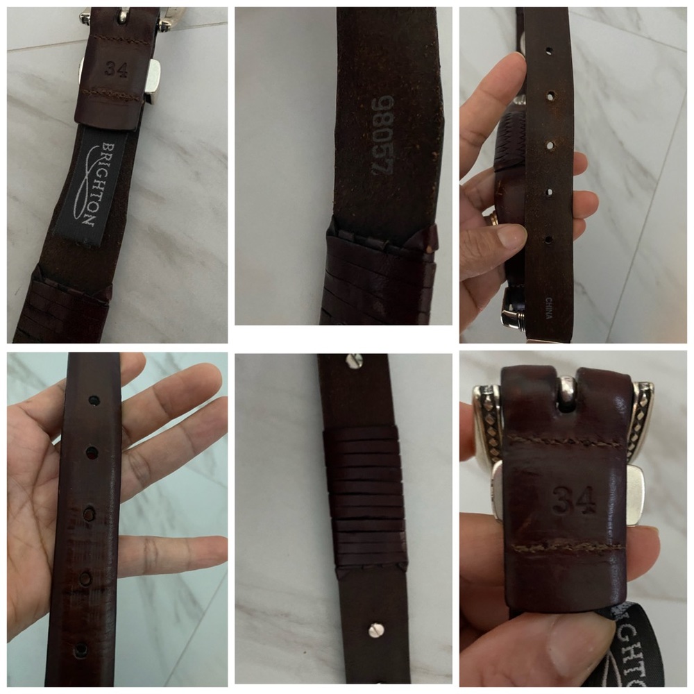 ❌SOLD❌Brighton Brown Leather Belt Mens sze 34 98057 Conchos Silver Tone - Picture 8 of 15